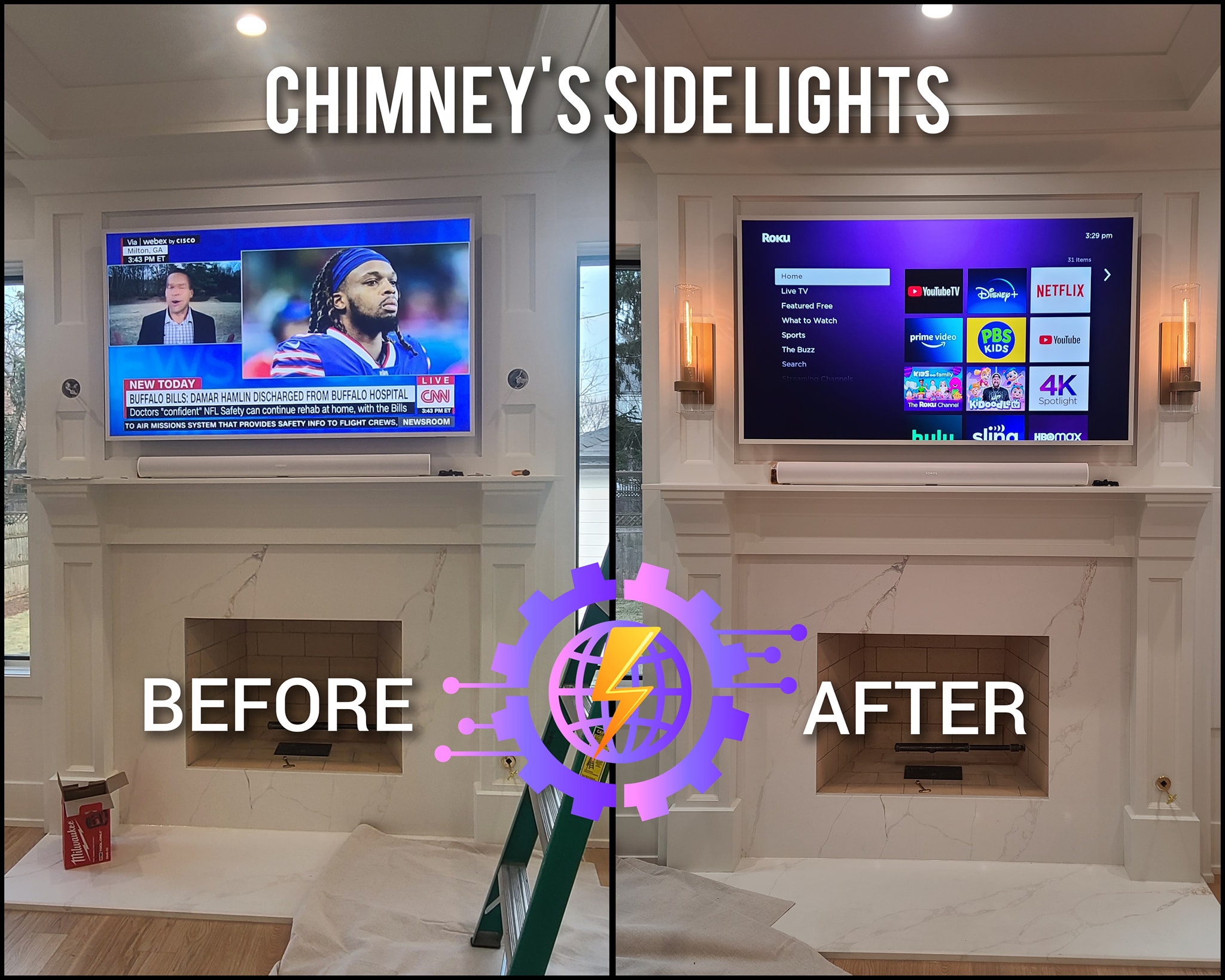 Chimney side lights installation – before and after
