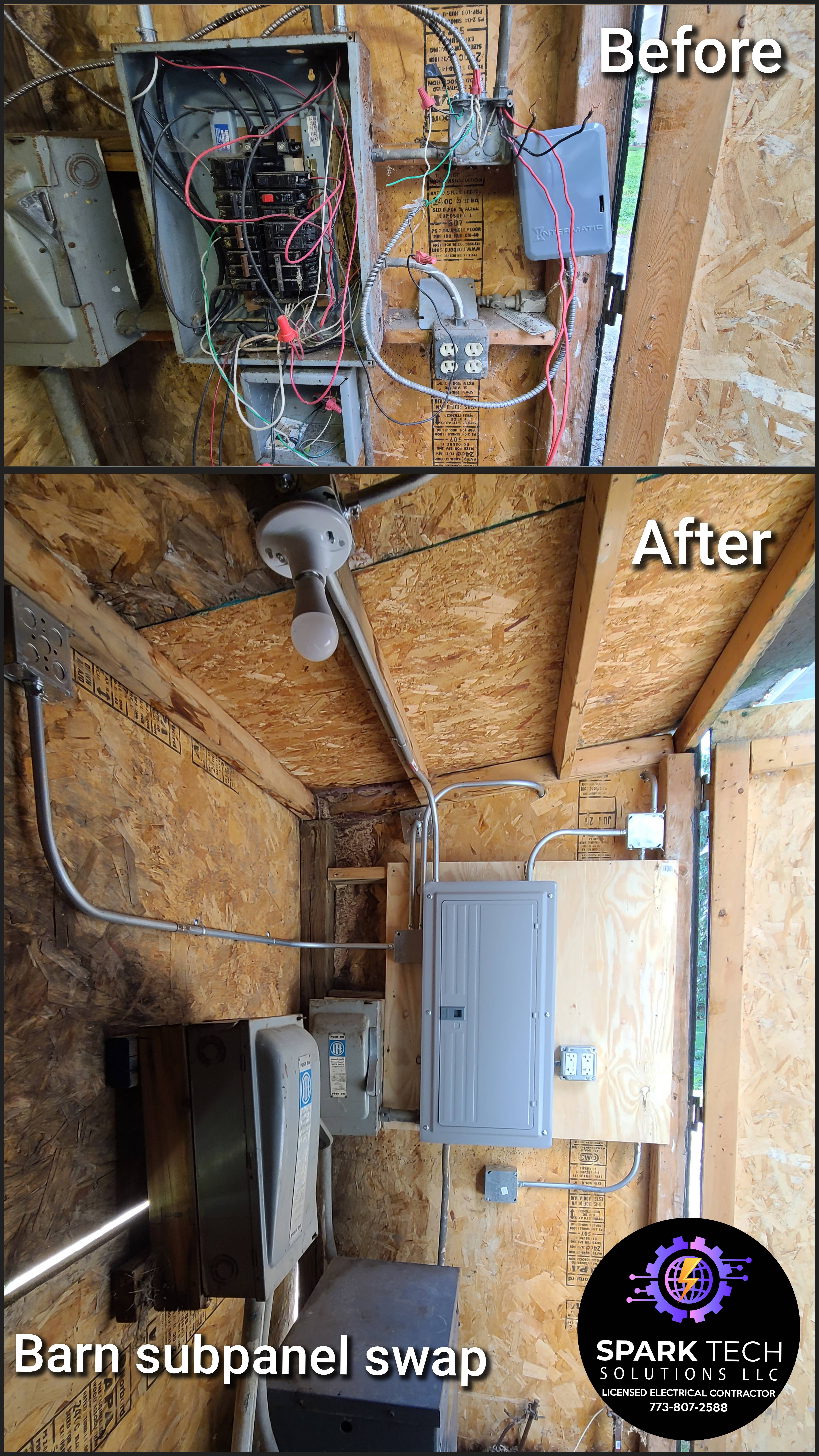 Barn subpanel swap – before and after